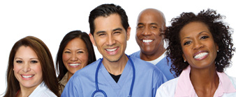 group of male and female nurses of mixed races