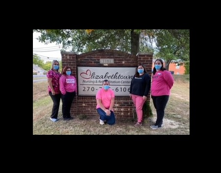 5 women Elizabethtown Staff member wearing pink